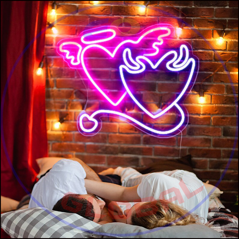 Angel-and-Demon Neon Sign,Neon Sign, custom neon , led light, led neon light, led neon sign, home decor art, wedding decor , party neon light , business logo neon, cool lamp light, custom name neon sign, Custom Led Light
